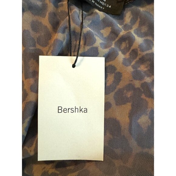 Bershka Leopard Print Mesh Bodysuit Long Sleeve High Neck - Picture 8 of 12